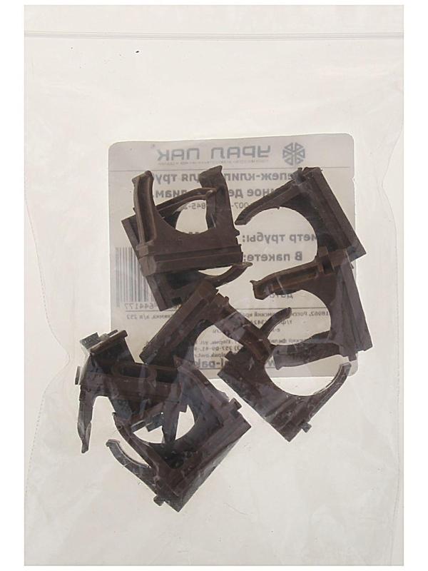 Крепеж-клипса для труб Урал ПАК, 25 мм, темное дерево, АТ-90125-010