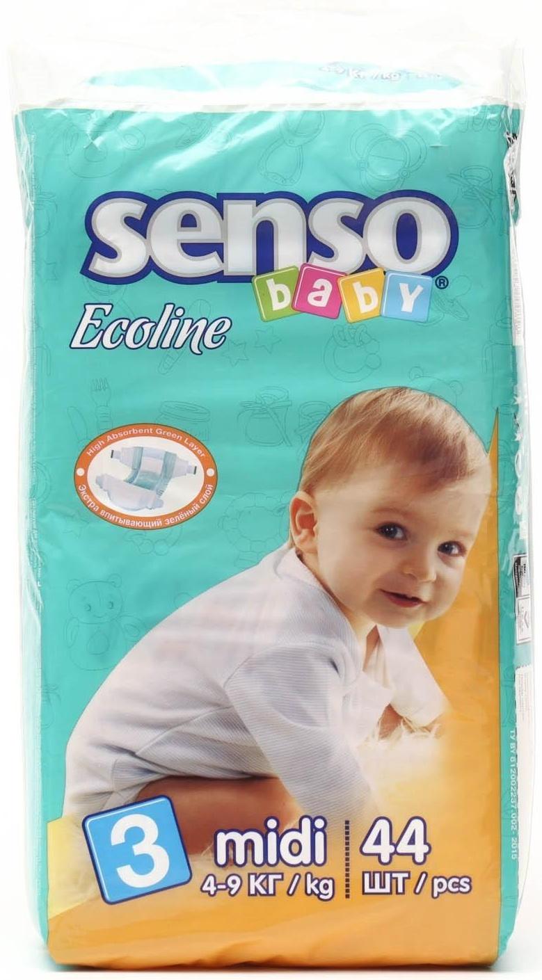 Подгузники «Senso baby» Ecoline Midi (4-9 кг), 44 шт