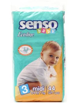 Подгузники «Senso baby» Ecoline Midi (4-9 кг), 44 шт