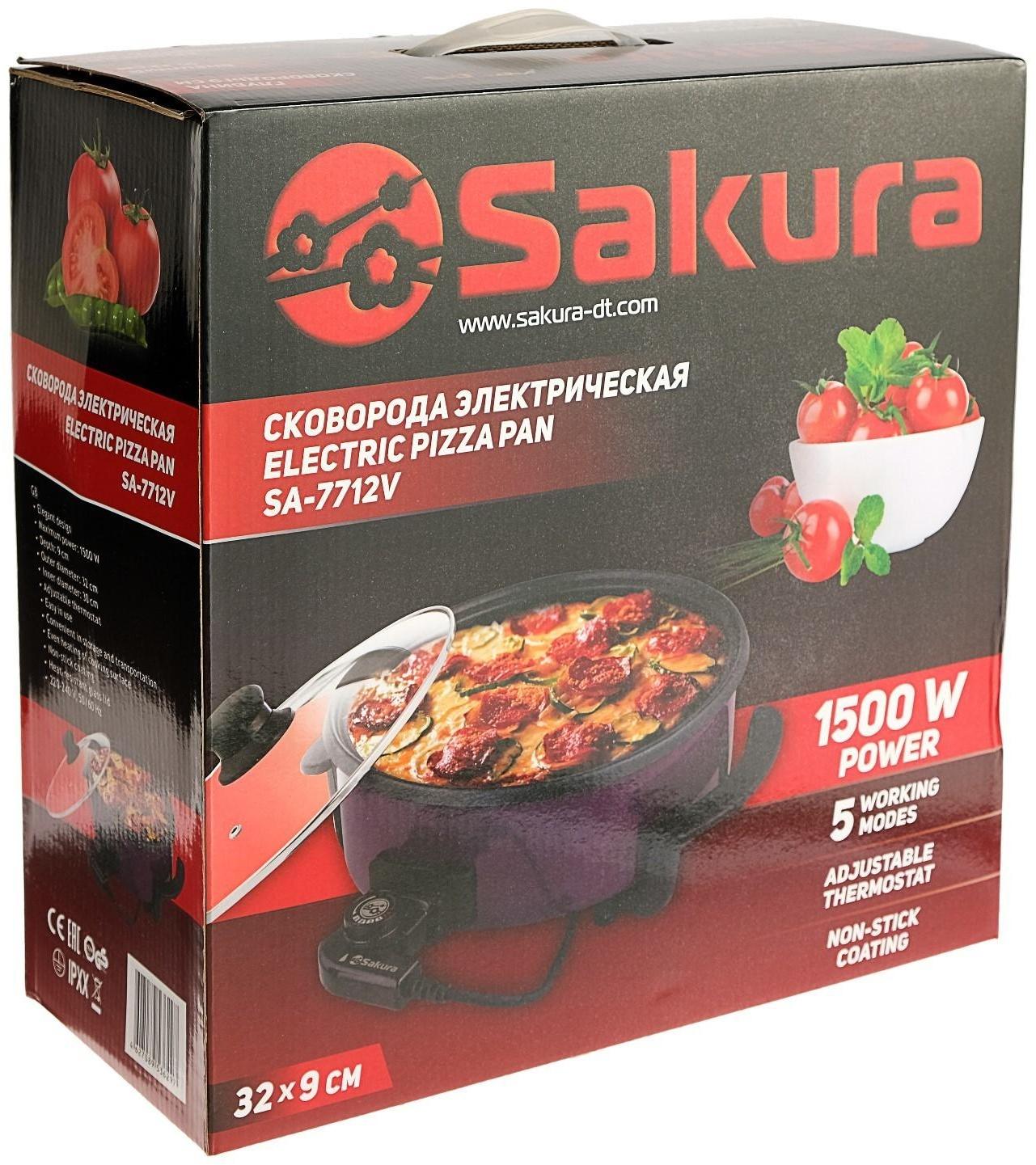Сковорода электрическая Sakura SA-7712V, 1500 Вт, d=32, глубина 9 см