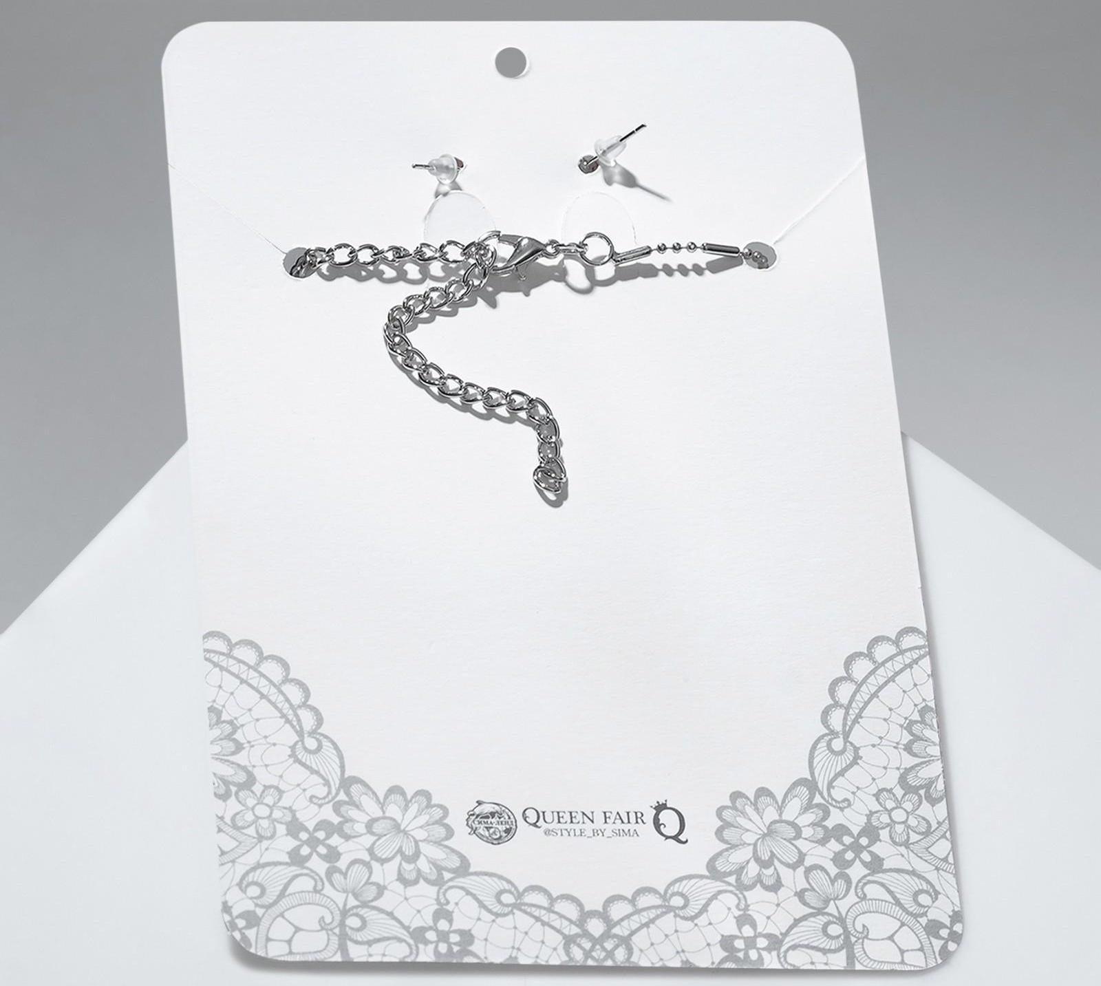 Набор 2 предмета: серьги, колье Wedding, цвет белый в серебре, 45см