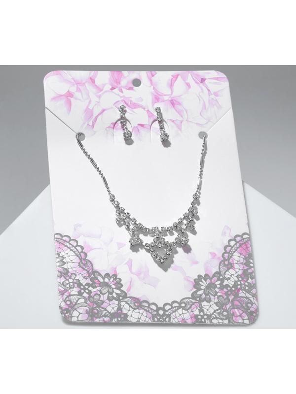 Набор 2 предмета: серьги, колье Wedding, цвет белый в серебре, 45см