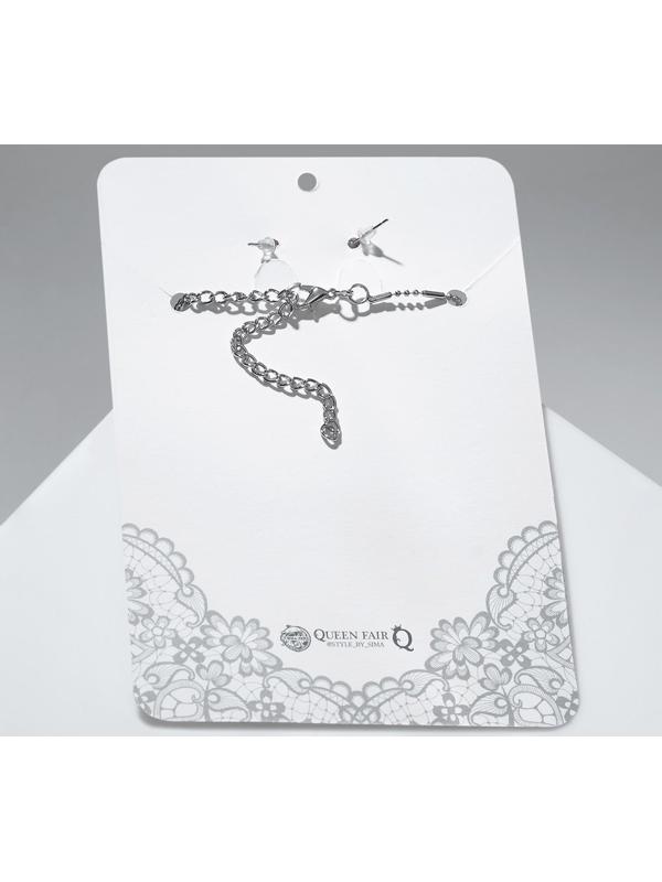 Набор 2 предмета: серьги, колье Wedding, цвет белый в серебре, 45см