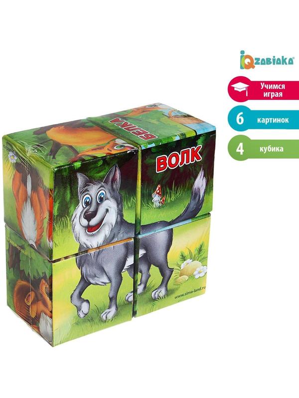 Кубики «Лесные животные» картон, 4 штуки, по методике Монтессори