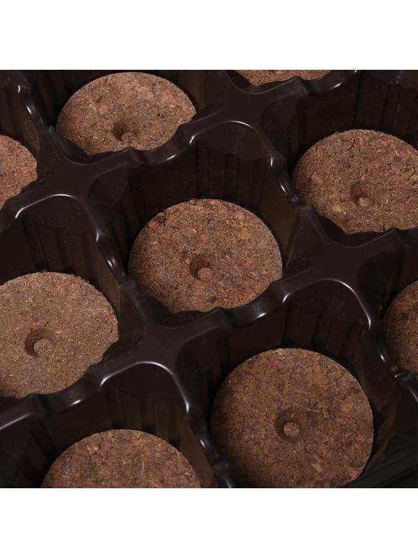 Набор для рассады: торфяная таблетка d = 5.5 см (15 шт.), кассета на 15 ячеек по 150 мл, поддон, зелёный