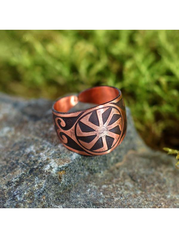 Кольцо-амулет «Коловрат», пластинчатый, медь