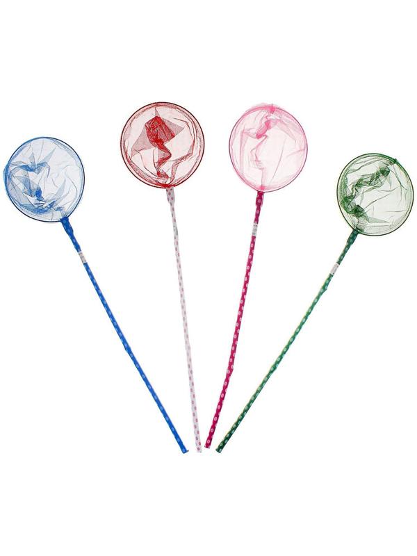 Сачок детский бамбуковая ручка 50 см в горох, диаметр: 20 см, цвета МИКС