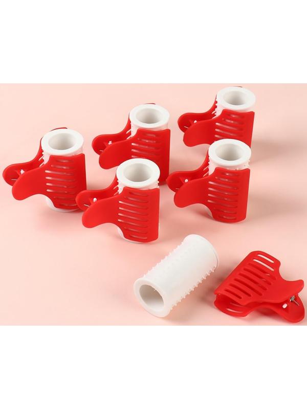 Термобигуди с крабом, d = 3,2 см, 6 шт, цвет красный