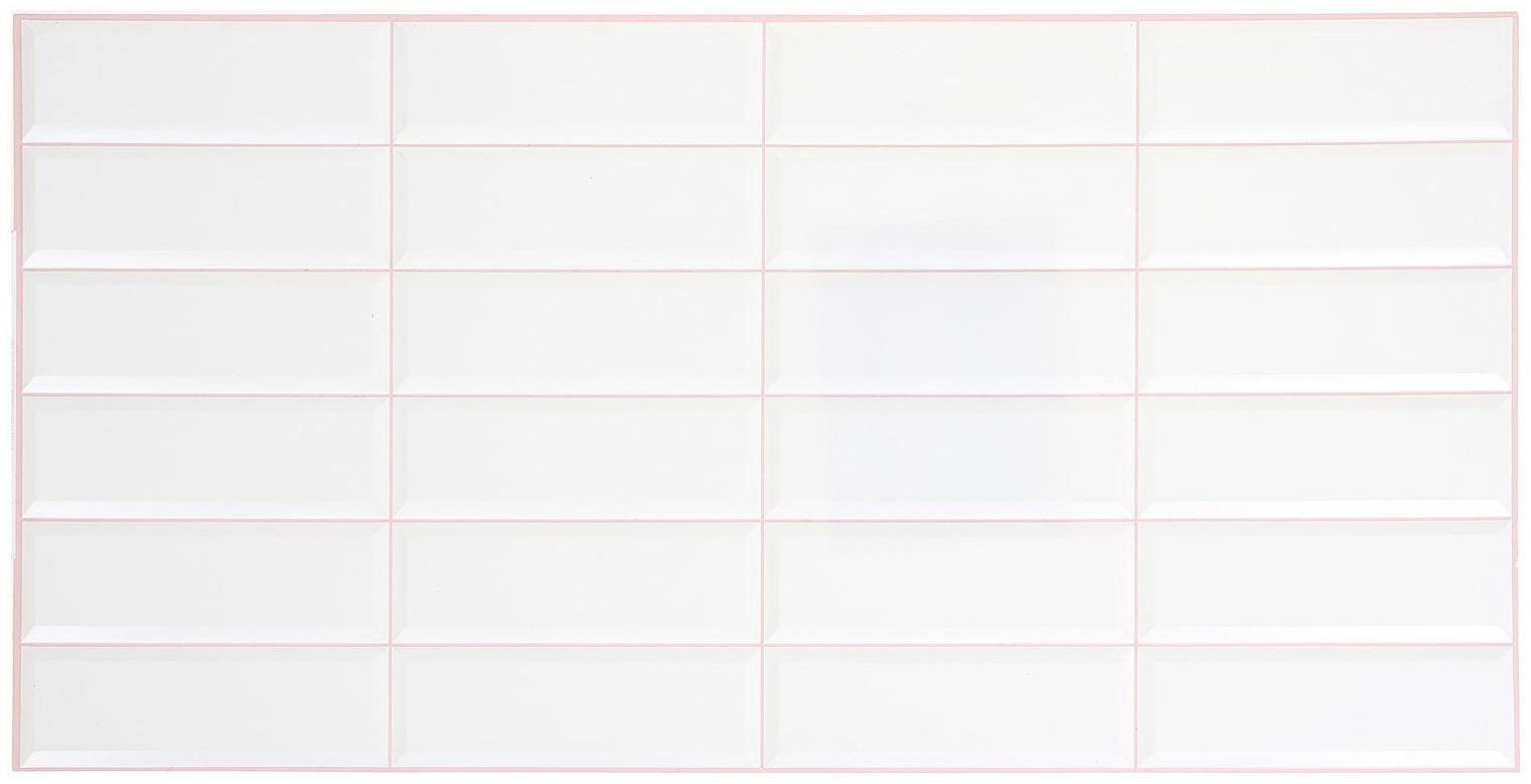 Панель ПВХ Плитка Белая розовый шов 955*480