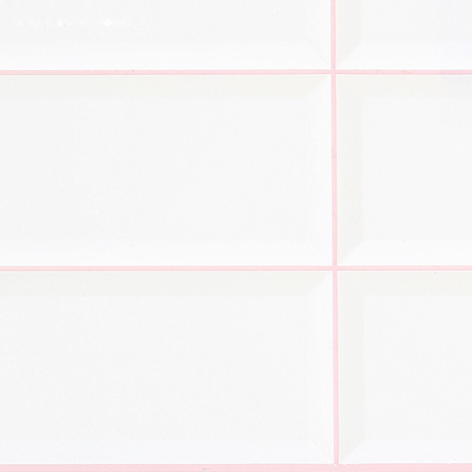 Панель ПВХ Плитка Белая розовый шов 955*480