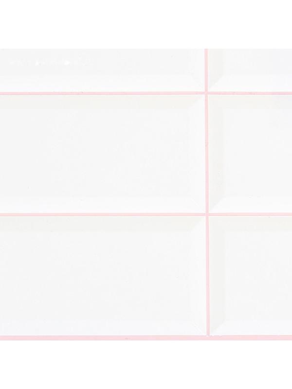 Панель ПВХ Плитка Белая розовый шов 955*480