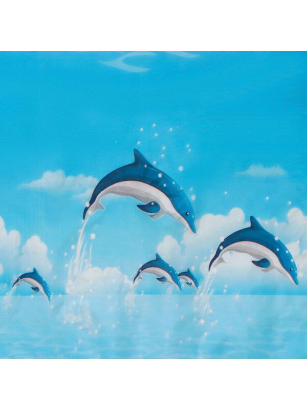 Штора для ванной комнаты Доляна «Дельфины в облаках», 180×180 см, EVA