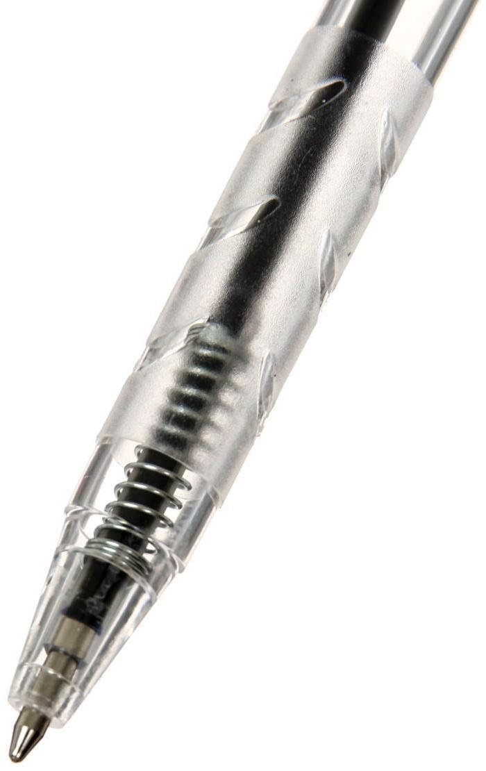 Ручка шариковая автоматическая, 0.5 мм, стержень синий, прозрачный корпус, с рифлёным держателем