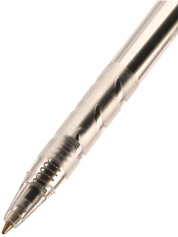 Ручка шариковая автоматическая, 0.5 мм, стержень синий, прозрачный корпус, с рифлёным держателем