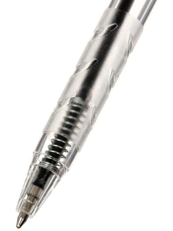 Ручка шариковая автоматическая, 0.5 мм, стержень синий, прозрачный корпус, с рифлёным держателем