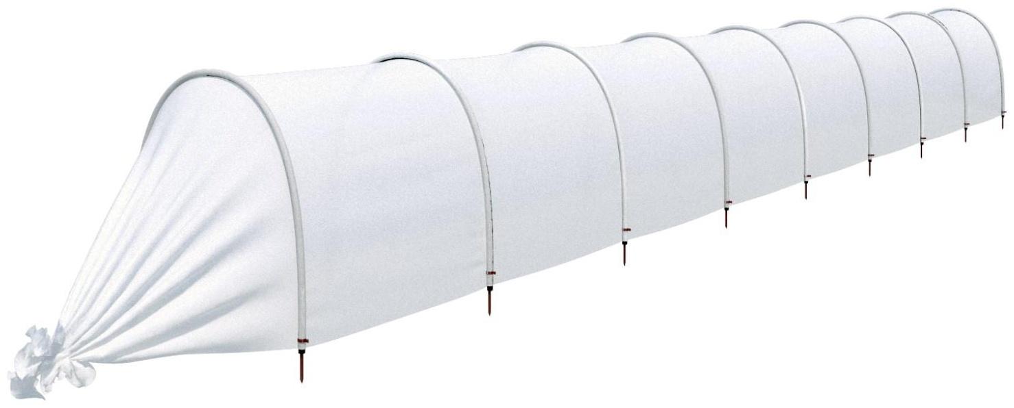 Парник прошитый, длина 8 м, 9 дуг из пластика, дуга L = 2 м, d = 20 мм, спанбонд 35 г/м², «Ленивый»