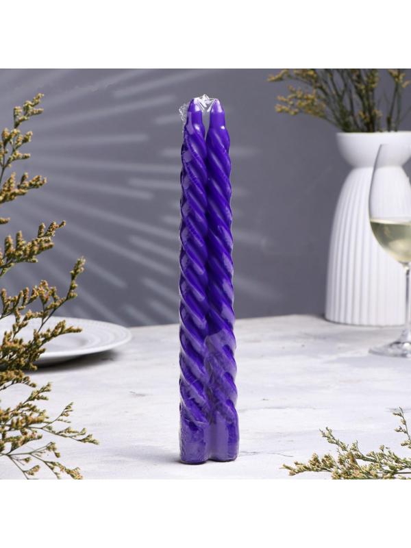 Набор свечей витых, 2,2х 25 см, 2 штуки, фиолетовый