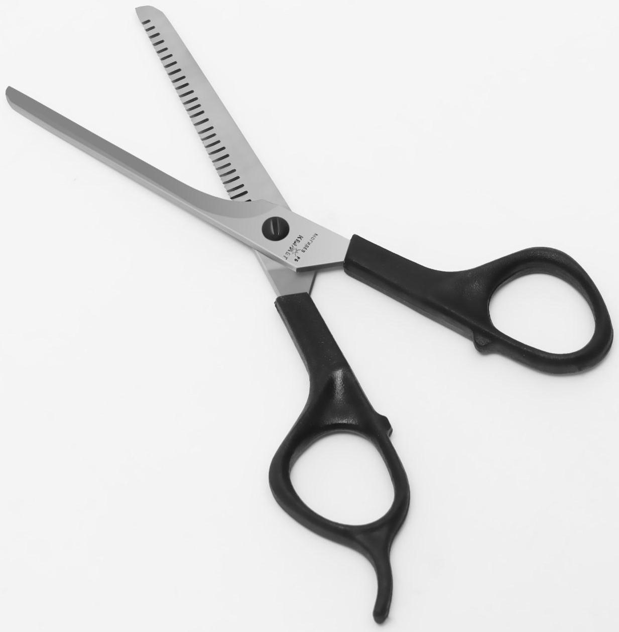 Ножницы парикмахерские, филировочные, с упором, лезвие — 6 см, цвет чёрный, Н-053 КМ