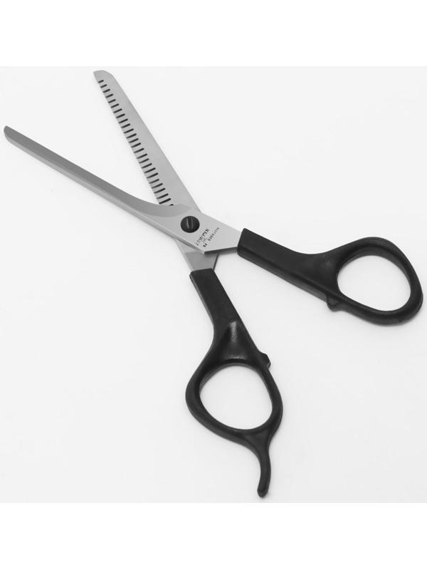 Ножницы парикмахерские, филировочные, с упором, лезвие — 6 см, цвет чёрный, Н-053 КМ