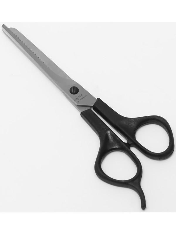 Ножницы парикмахерские, филировочные, с упором, лезвие — 6 см, цвет чёрный, Н-053 КМ