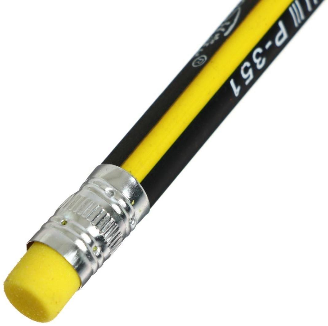 Карандаш чернографитный твёрдость НВ с ластиком, корпус треугольный, заточенный, МИКС