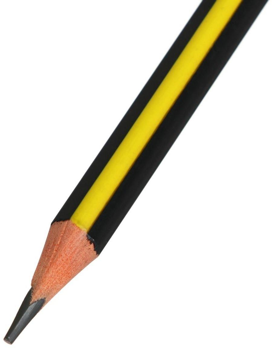 Карандаш чернографитный твёрдость НВ с ластиком, корпус треугольный, заточенный, МИКС