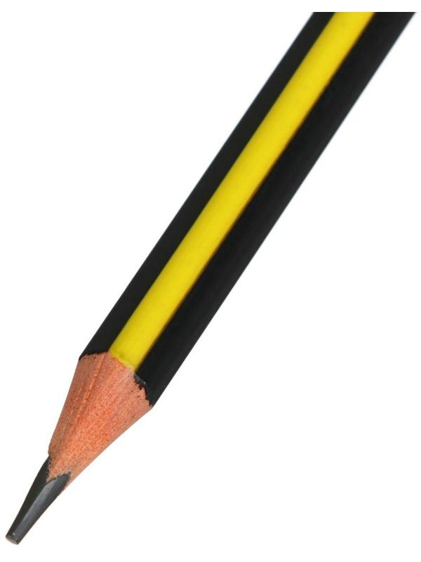 Карандаш чернографитный твёрдость НВ с ластиком, корпус треугольный, заточенный, МИКС