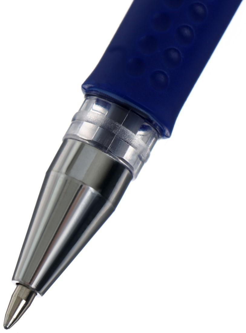 Ручка гелевая, 0.5 мм, стержень синий, прозрачный корпус, с резиновым держателем
