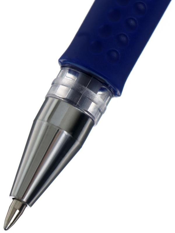 Ручка гелевая, 0.5 мм, стержень синий, прозрачный корпус, с резиновым держателем