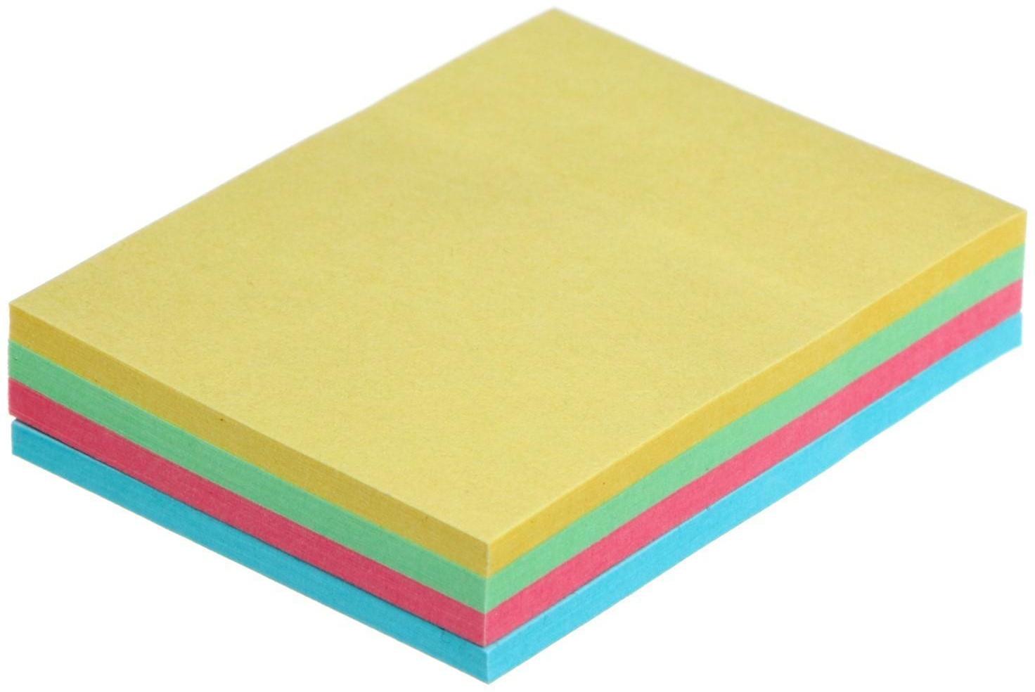 Блок с липким краем, 51 x 38 мм, 100 листов, 4 цвета, пастель