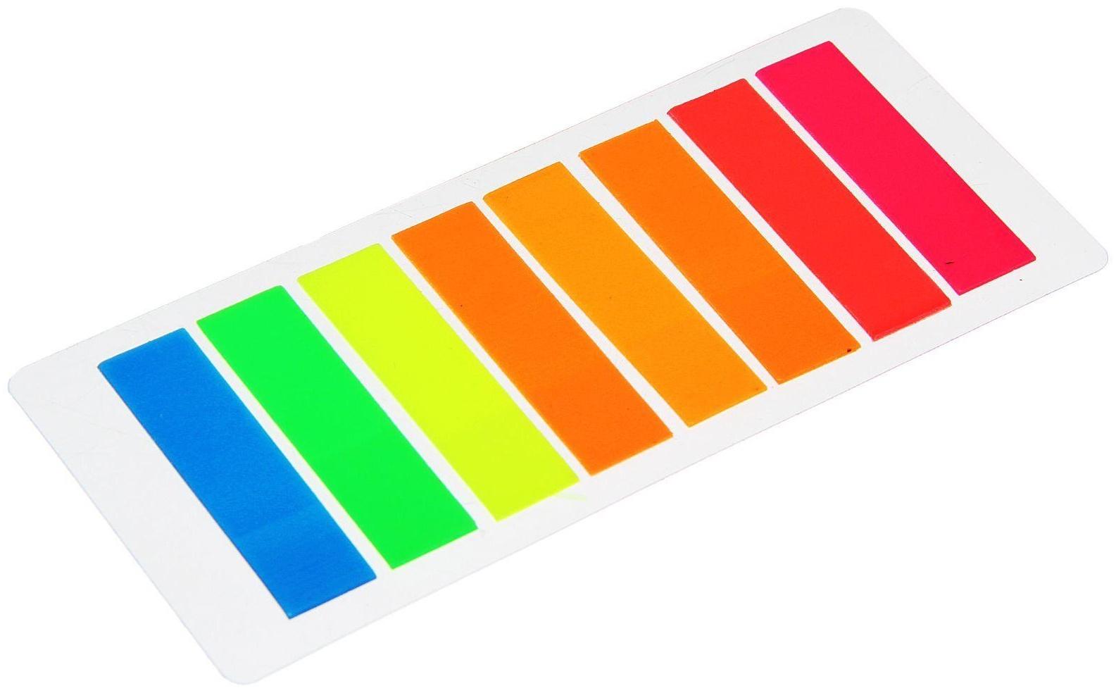 Блок-закладки с липким краем 12 х 45 мм, пластик, 25 листов, 8 цветов, флуор, в блистере, 8 цветов