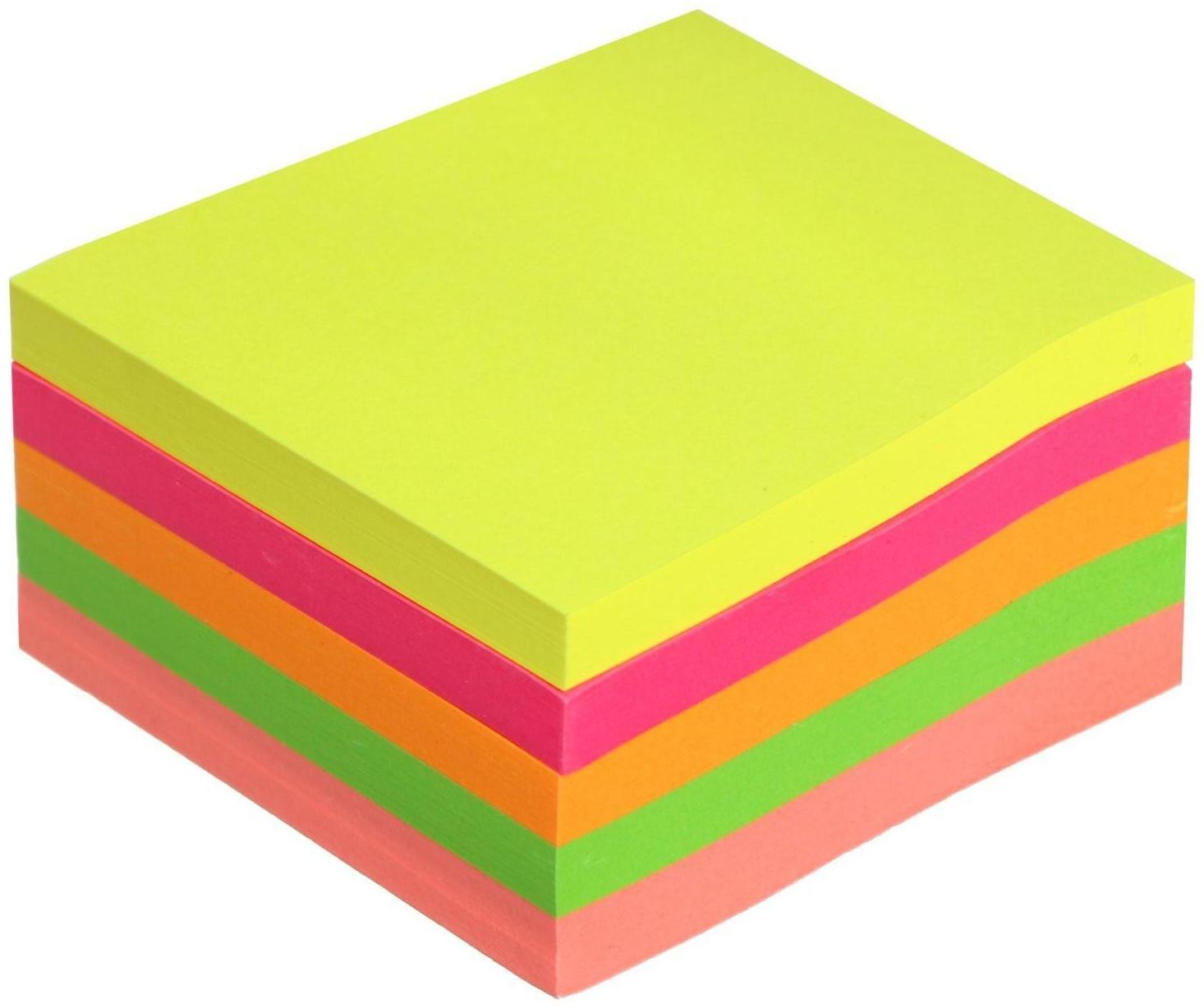 Блок с липким краем 250 листов, 5 флуоресцентных цветов, 50 мм х 50 мм