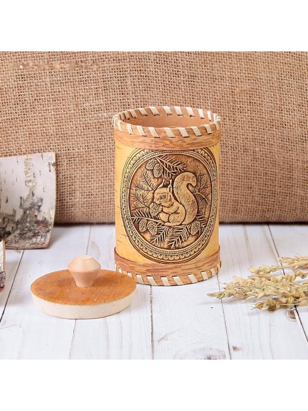 Туес «Белки», 8×8×14 см, береста