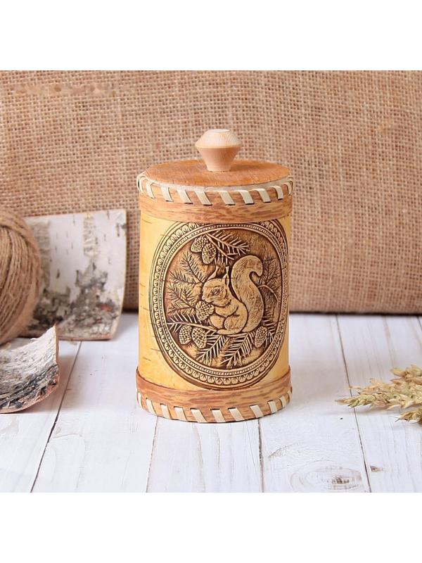 Туес «Белки», 8×8×14 см, береста