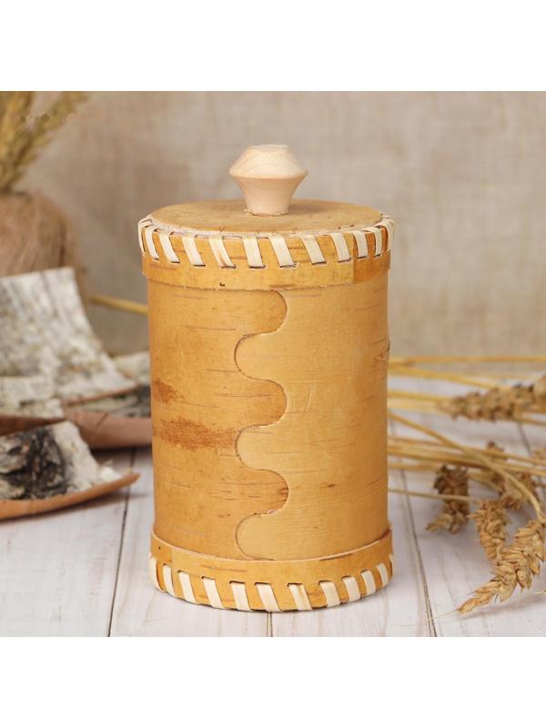 Туес «Грибочки», 8×8×14 см, береста