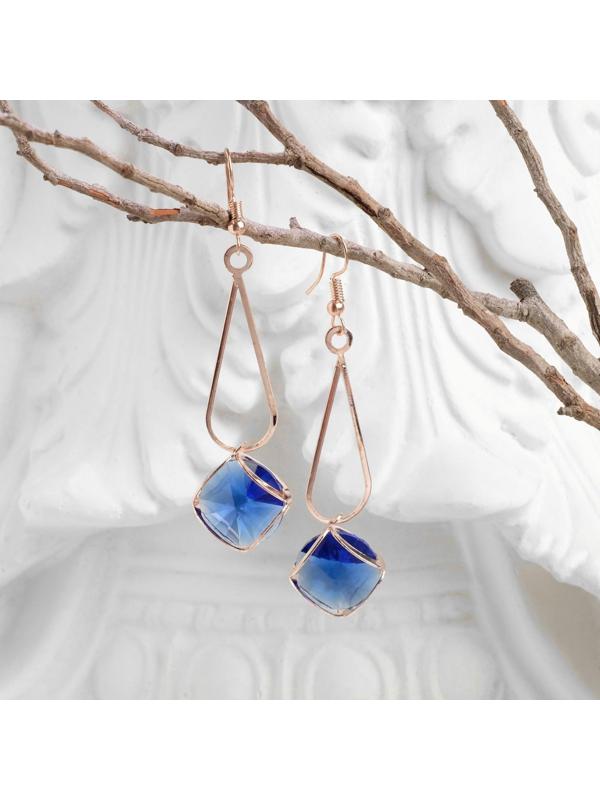 Серьги висячие со стразами 