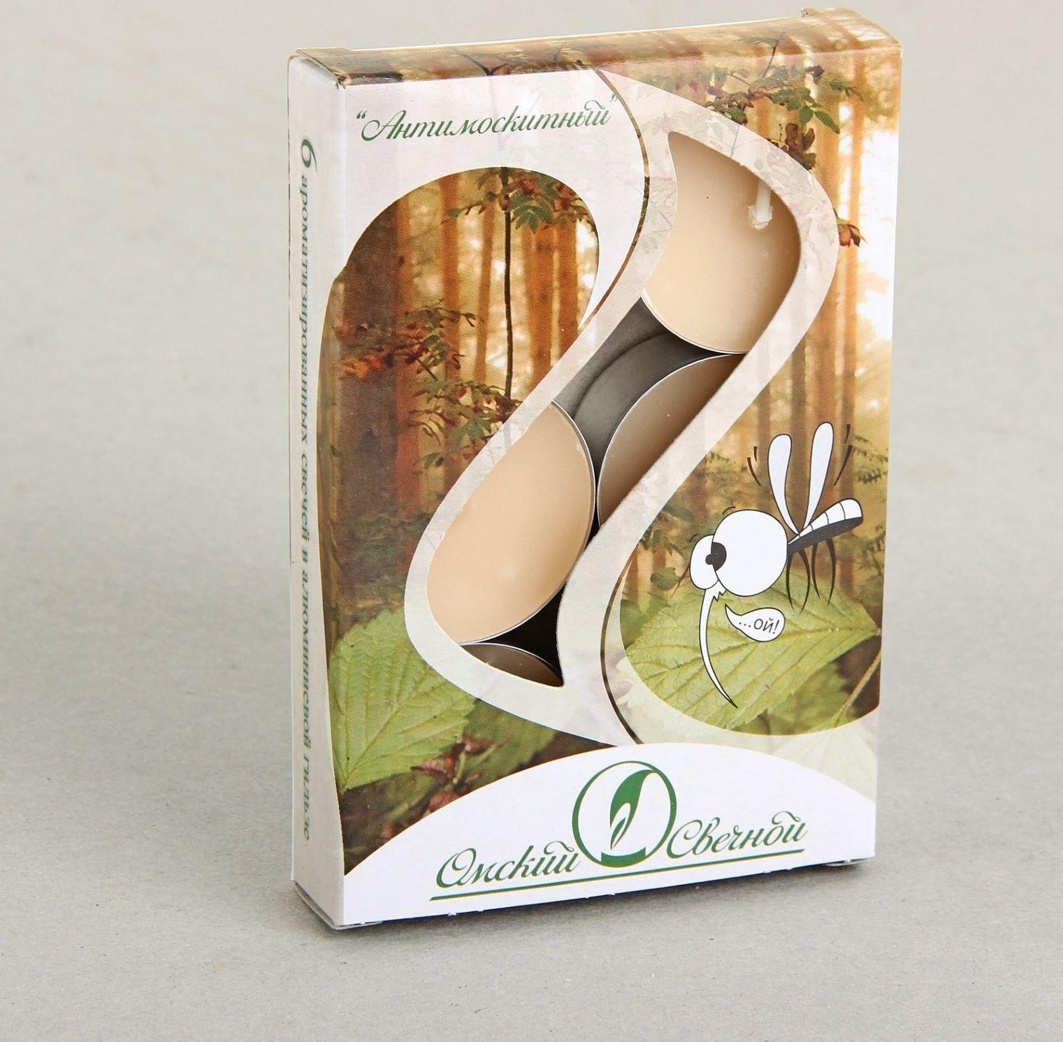 Свеча чайная ароматизированная 12 г (набор 6 шт), антимоскитный