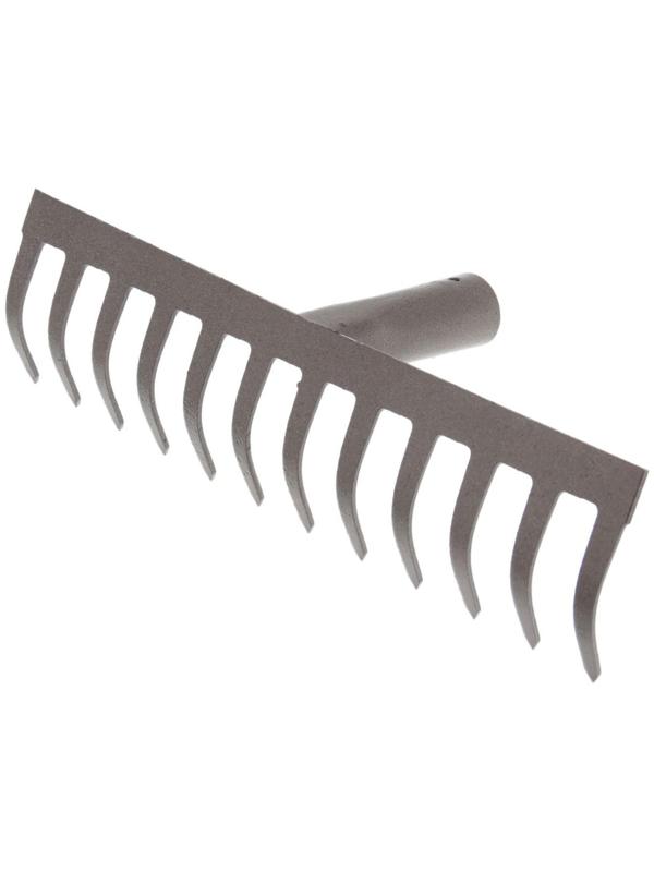 Грабли прямые, прямой зубец, 12 зубцов, металлические, тулейка 28 мм, без черенка