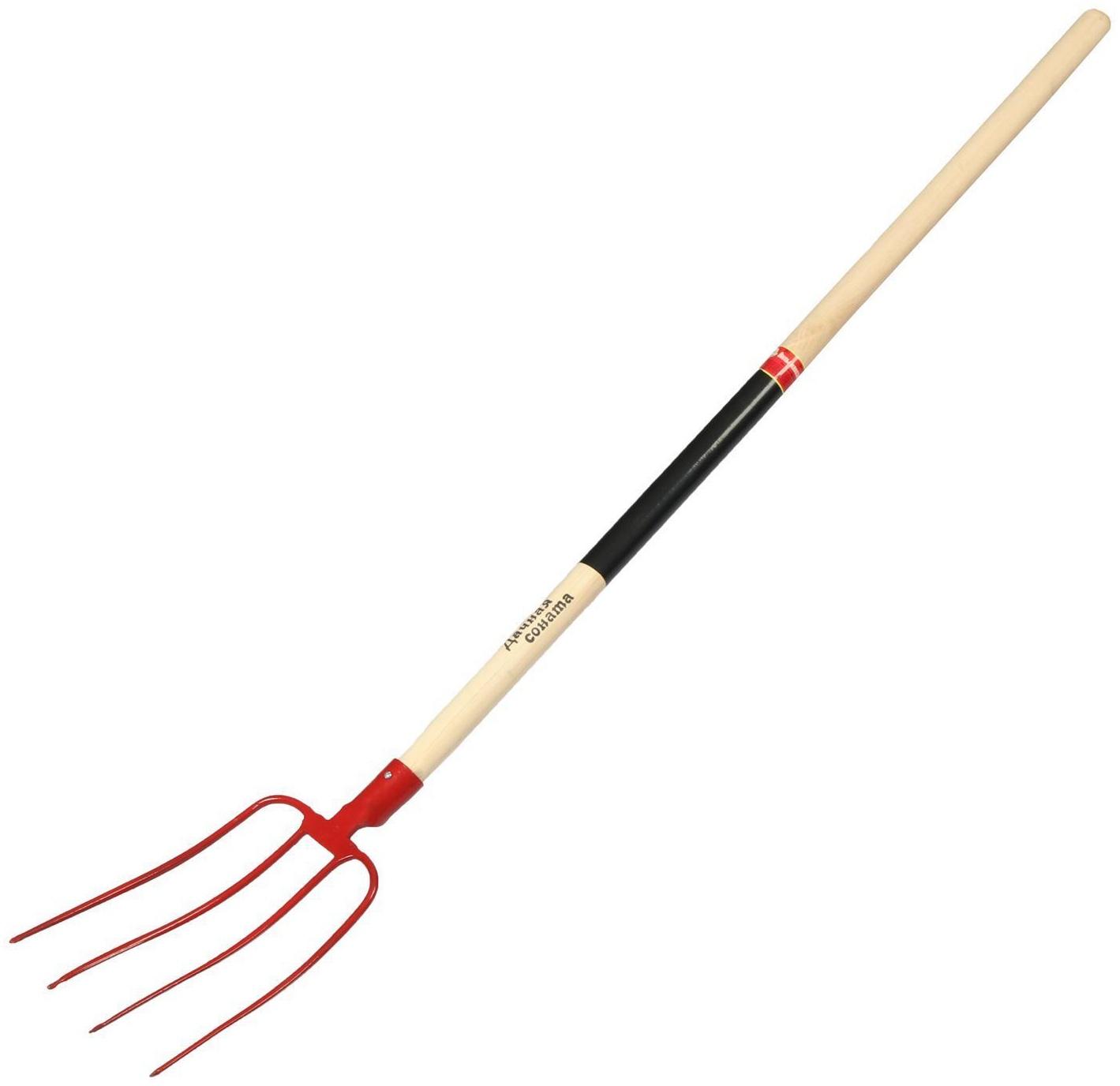 Вилы навозные, 4-рогие, деревянный черенок