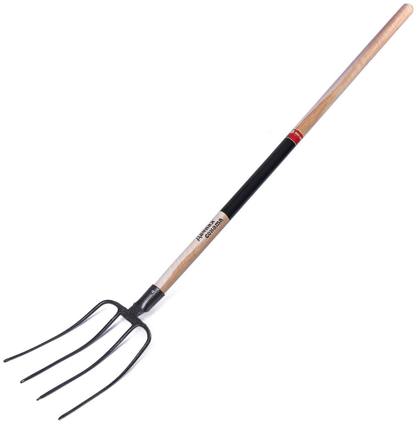 Вилы навозные, 4-рогие, деревянный черенок