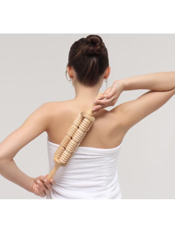 Массажёр для спины «Кукуруза», d 6,5 × 42 см, деревянный