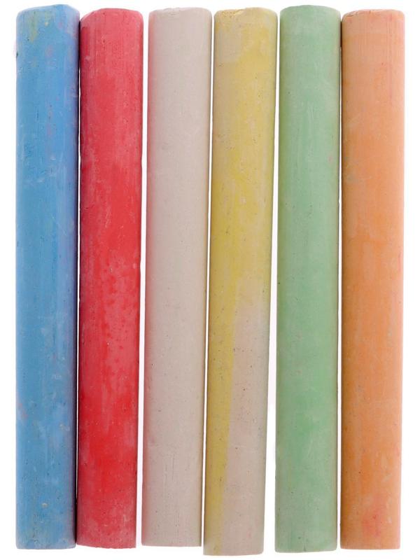 Мел школьный, цветной, набор 12 штук, круглый, в картонной коробке