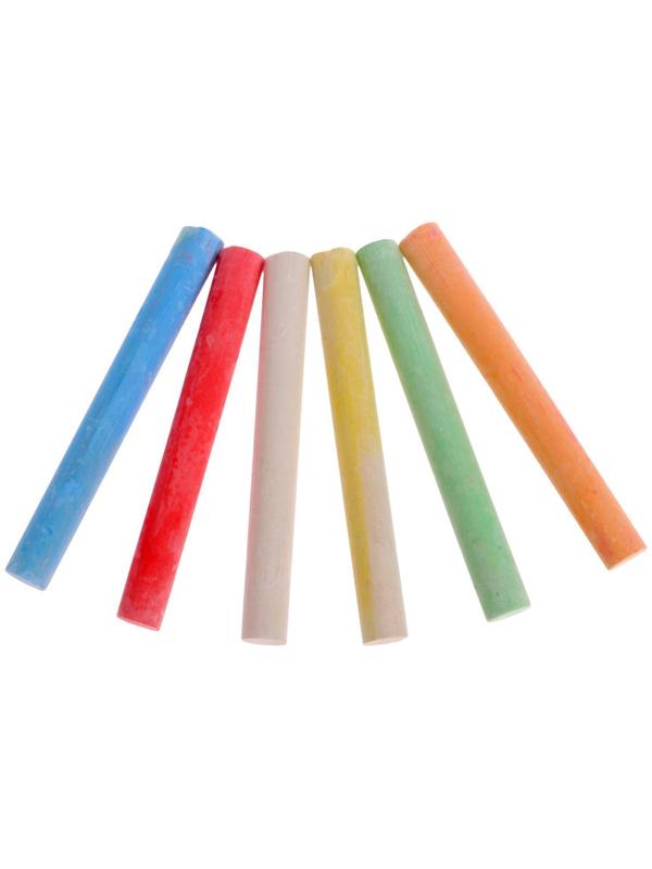 Мел школьный, цветной, набор 12 штук, круглый, в картонной коробке