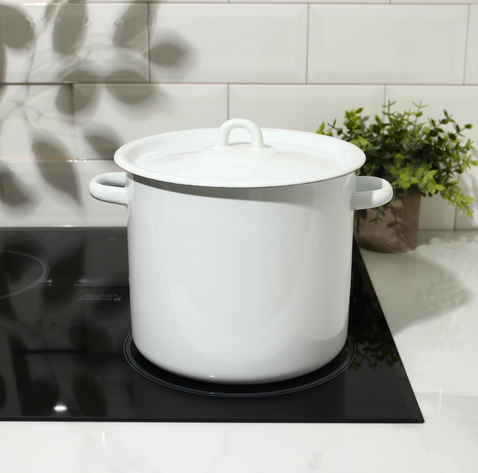 Кастрюля без деколи, 5,5 л, индукция, цвет белый