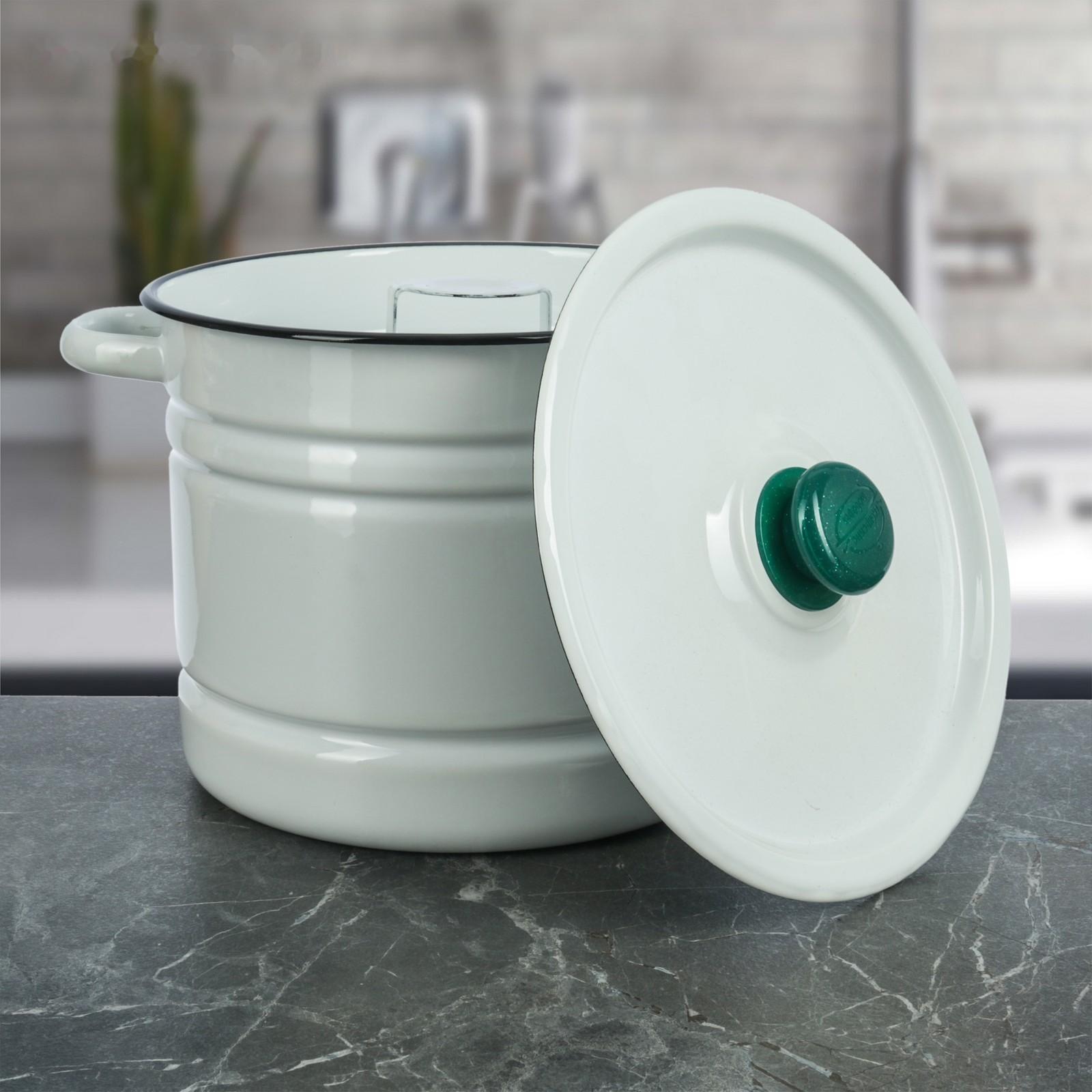 Мантоварка-позница, 9 л, 3 вставки, с пластмассовой ручкой, цвет белый