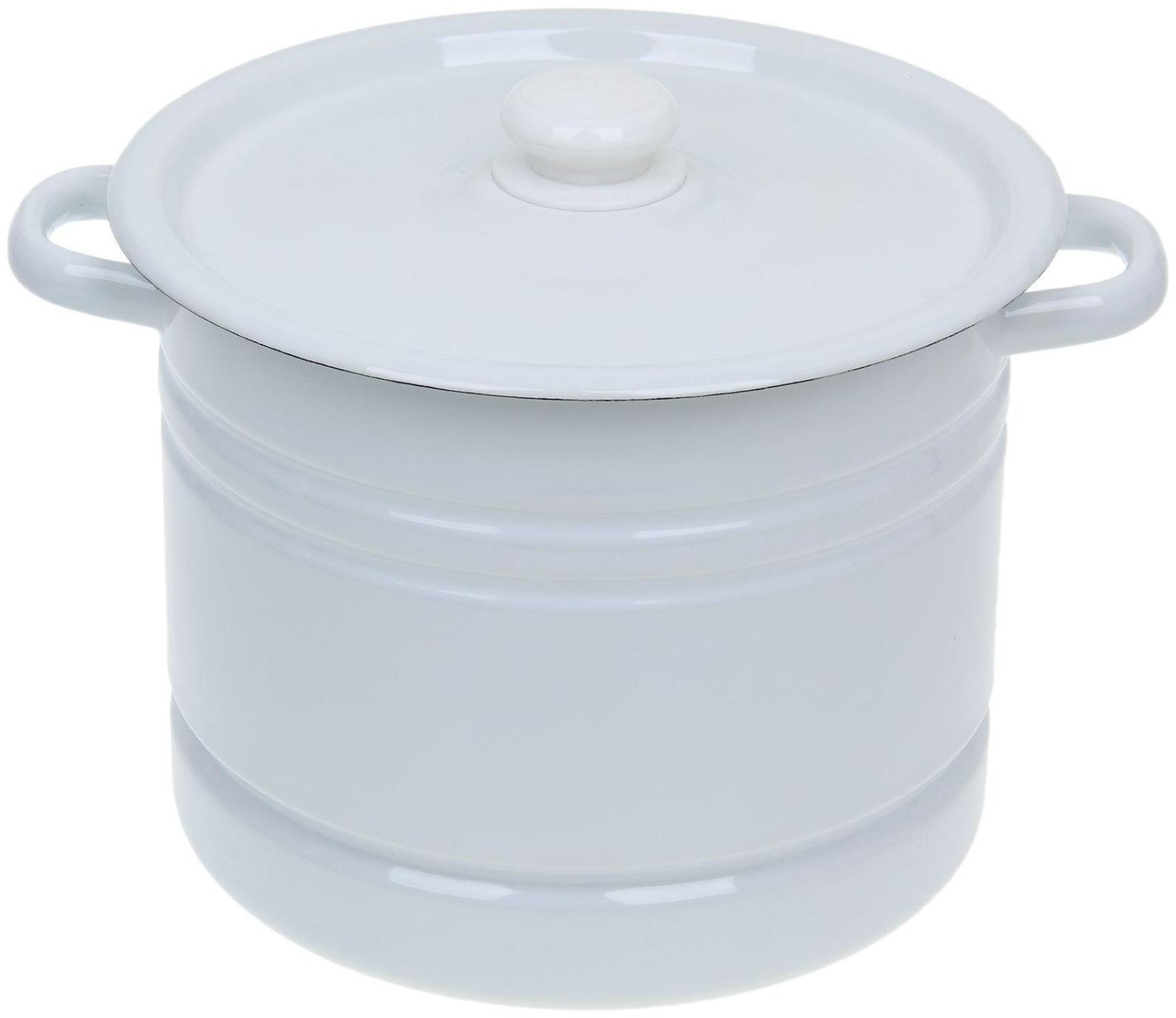 Мантоварка-позница, 9 л, 3 вставки, с пластмассовой ручкой, цвет белый