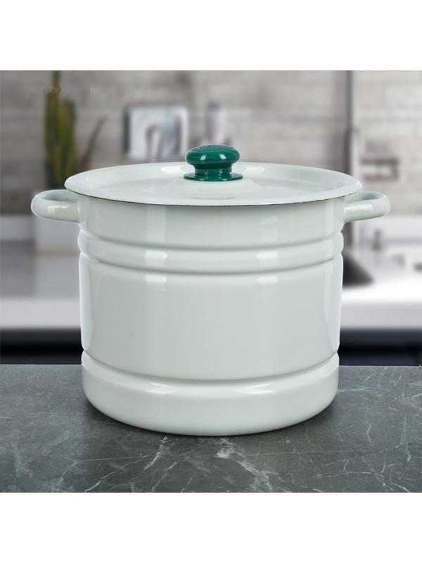 Мантоварка-позница, 9 л, 3 вставки, с пластмассовой ручкой, цвет белый