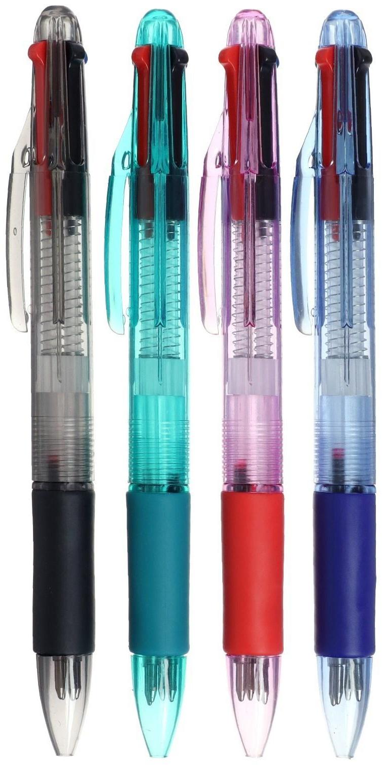 Ручка шариковая, автоматическая, 4-х цветная, МИКС