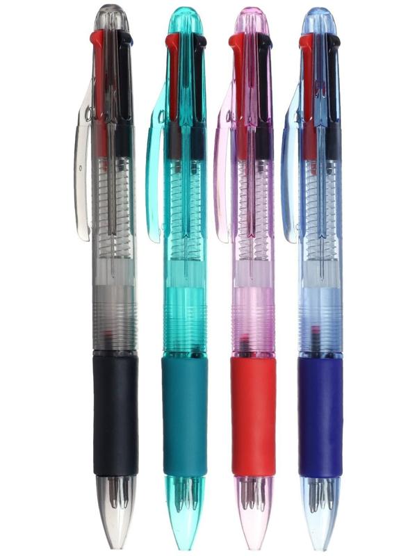 Ручка шариковая, автоматическая, 4-х цветная, МИКС