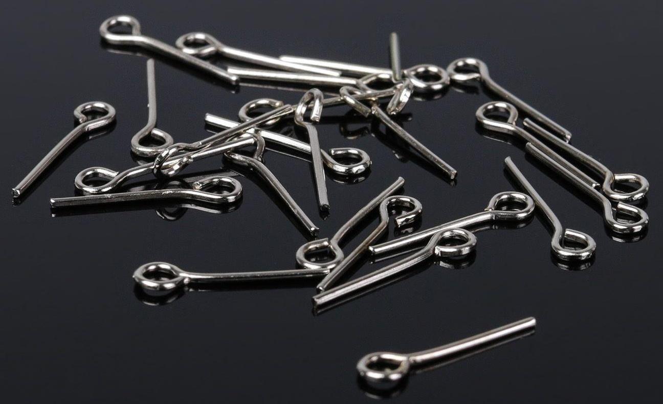 Штифт с петлёй СМ-1075, 1,4 см, (набор 100 гр, ±1000 шт), цвет серебро